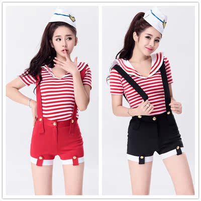 tara同款打歌服背带海军表演装水手服演出服舞台表演爵士舞现代舞