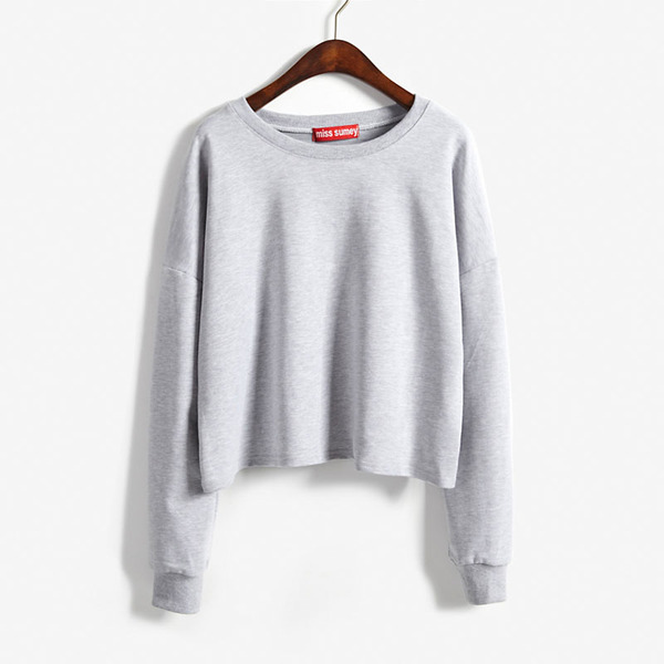 2016秋季新款韩版短款长袖打底衫上衣清新宽松纯棉纯色学生t恤女