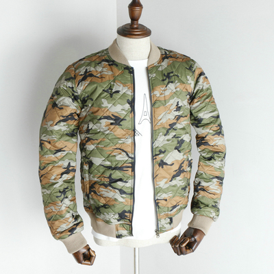 迷彩配色 菱形车线 棒球领 内里夹棉款 秋冬棒球夹克u1-3
