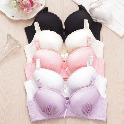 包邮夏季新款田园少女文胸纯棉薄款学生胸罩聚拢厚调整型性感内衣