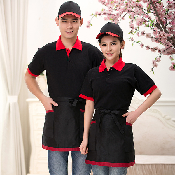 厨房半身短围腰男女西餐厅咖啡饭店服务员厨师工作服围裙定制logo