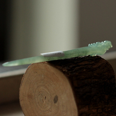 2号 保真缅甸a货翡翠 冰油冰种强莹光 完美 发簪子玉簪发饰带证书