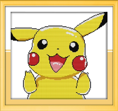 印花十字绣新款儿童房可爱皮卡丘卡通小学生手工初学者小幅