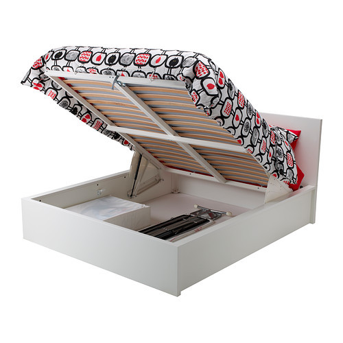 流星宜家 ikea马尔姆 高箱气压床含床板黑褐色/白色 专业宜家代购