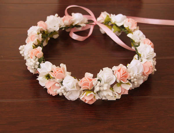 韩式玫瑰花环手环新娘伴娘儿童花童写真头饰海边度假拍照表演道具