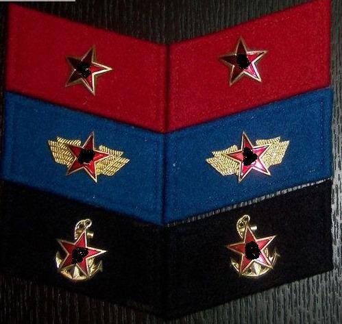 全新苏联红蓝黑三色领章