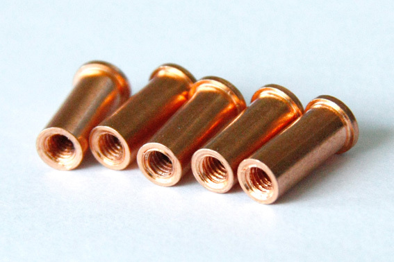 点焊螺母 铁镀铜焊接螺母 Φ6/m4 铁镀铜 内螺纹内牙 铜钉