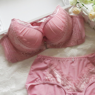 文胸套装中厚软钢圈荷叶边聚拢时尚收副乳新品女人胸罩75b80b85b