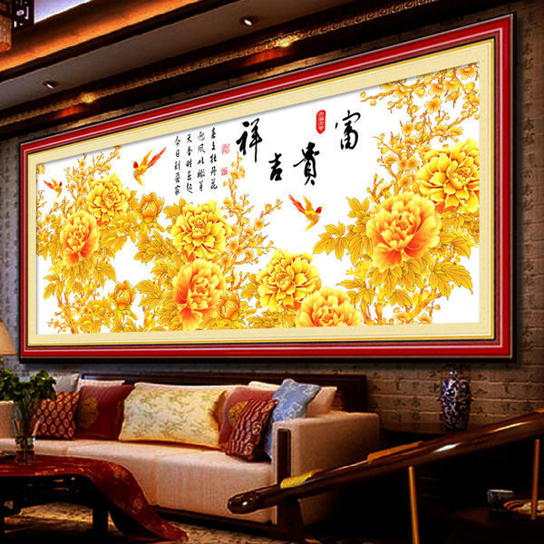 新款5d钻石画花开富贵牡丹贴钻钻石十字绣点钻画系列魔方钻砖石秀