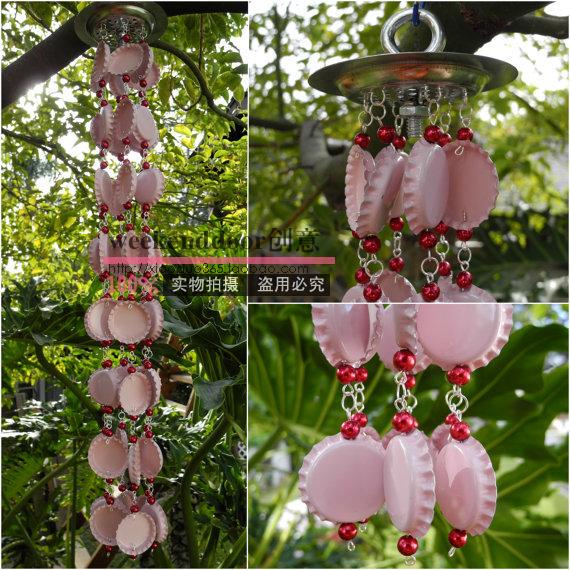 瓶盖风铃 手工风铃 环保diy风铃 废物利用 环保手工风铃材料包