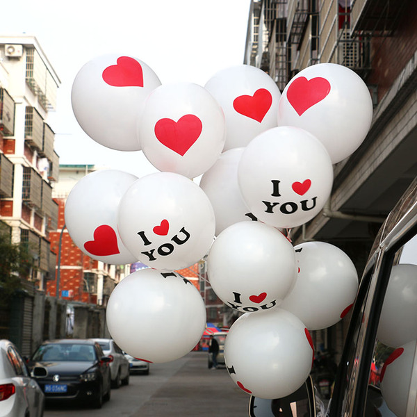 韩国进口i love u 结婚婚庆婚礼派对装饰气球 12寸圆形乳胶氢气球
