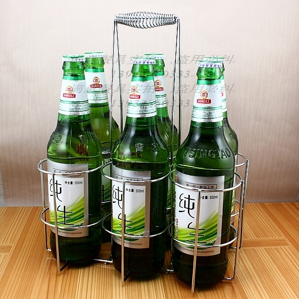 啤酒酒提子热卖加粗电镀不锈钢提酒器红酒架提篮ktv歌厅酒店专用