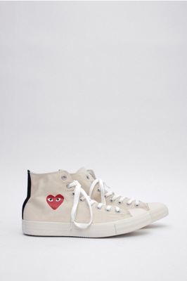 美国代购正品cdg play川久保玲白色高帮情侣帆布鞋