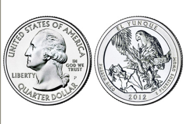 美国.25美分.国家公园.系列2012.年第1枚云雀森林公园