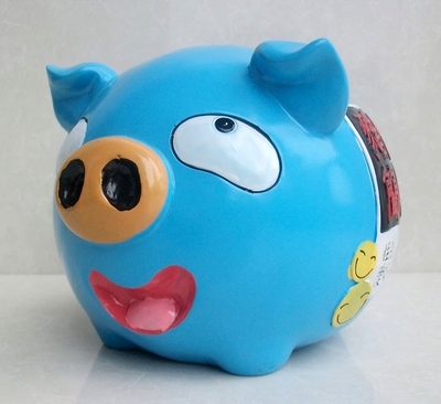 2011-9-21=高14cm宽20cm 蓝猪 存钱罐 猪 储蓄罐 金猪存钱罐 大号