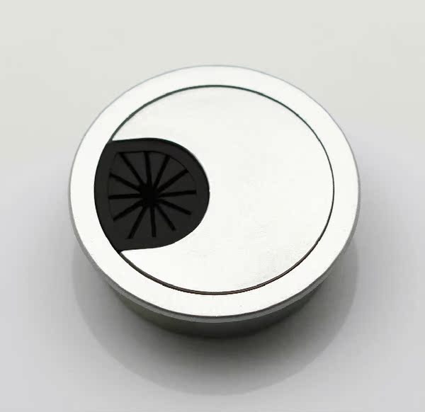 60mm开孔塑料银色大线盒电脑线盒 办公桌穿线孔 耐久抗腐蚀