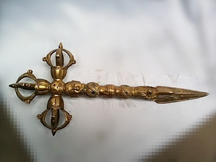 藏传佛教密宗法器 纯黄铜羯磨杵金刚杵金刚橛降魔杵普巴杵大号
