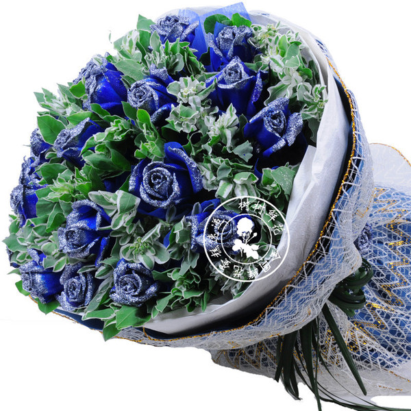 19朵蓝色妖姬花束海口秀英汕头金平西宁城东中西拉萨花店鲜花速递