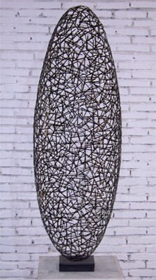 客厅大型桌面摆件椭圆镂空型时尚别墅空间装饰工艺品铁艺抽象雕塑