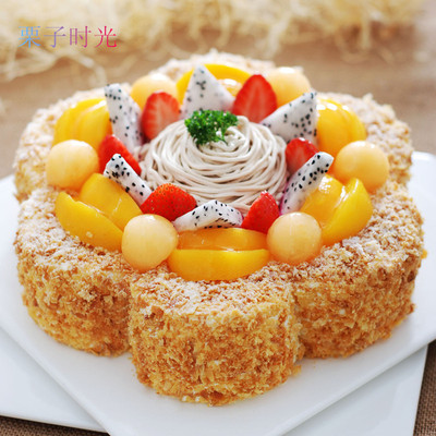 栗子时光蛋糕——子情贝诺深圳蛋糕店双层栗子味夹心水果生日蛋糕