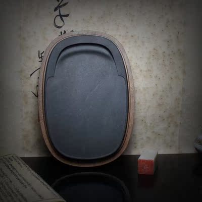 一诺轩文房 砚台 歙砚 龙尾砚 老坑 罗纹坑 罗纹 仿古 腰圆门字砚