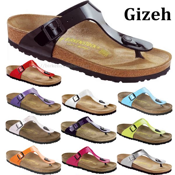 香港代购正品birkenstock德国勃/博肯鞋gizeh人字男女拖鞋漆皮