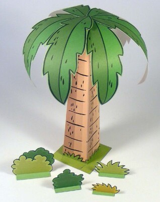 立体折纸手工制作模型剪纸 仿真迷你 卡通植物 椰子树 3d纸模