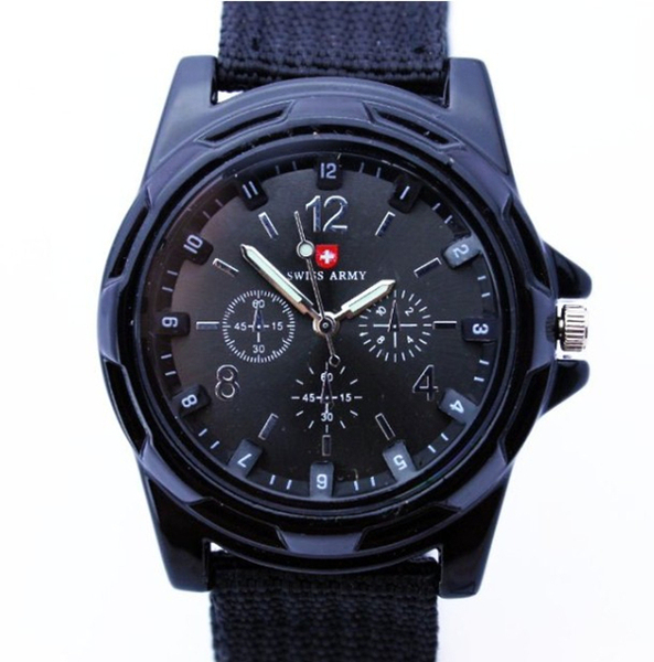 swiss army时尚通用帆布带手表夜光表针运动手表瑞士军表男表包邮