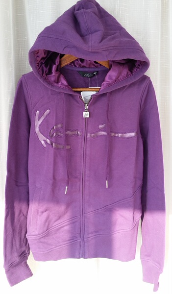 美国karlkani 女士针织连帽外套 紫色/麻灰色 原价33