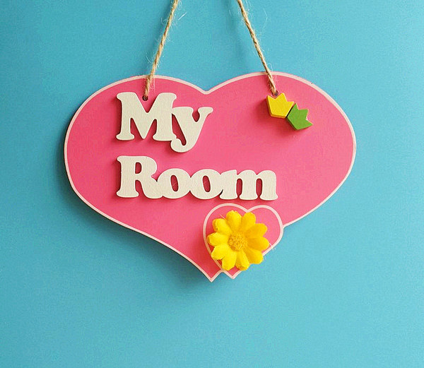 新款 双面装饰挂牌 小公主房间牌 my room 背面黑板 送粉笔