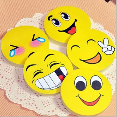 韩版可爱卡通便利贴 圆形表情笑脸便签本 n次贴 迷你笑脸留言贴