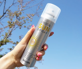 正品韩国recipe水晶防晒喷雾霜清爽隔离防水 冰儿雪肌 包邮