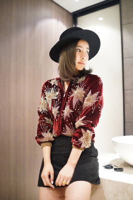 限量2015 slp烟花刺绣星星酒红丝绒夹克外套 gd同款夹克 现货