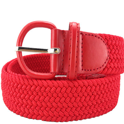 红色腰带羊年本命年红腰带女士松紧弹力编织腰带男中老年人红皮带