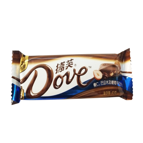 dove/德芙 榛仁,巴旦木及葡萄干巧克力43g/条排块 单条随身装