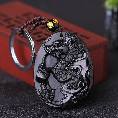 淘运阁开光龙蛇保岁黑曜石吊坠2017年生肖鸡开运吉祥物男女款