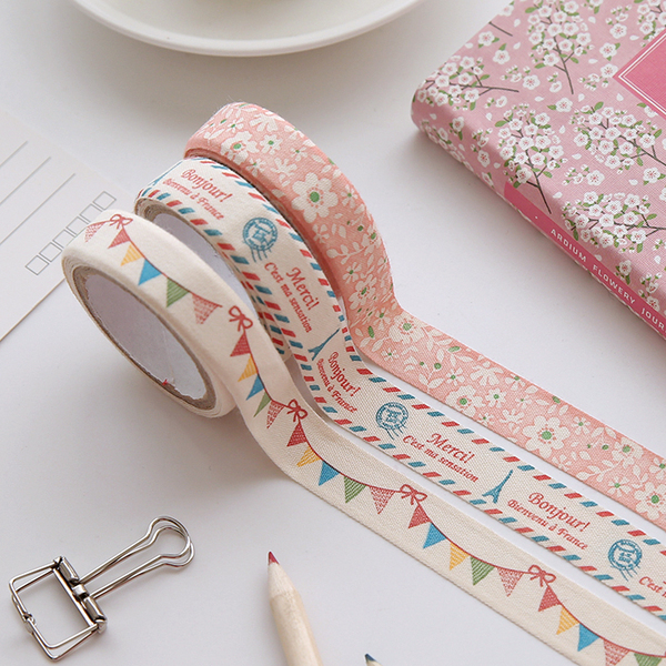 娜娜创意可爱彩色帆布印花diy装饰胶纸布艺胶条相册日记手帐胶带