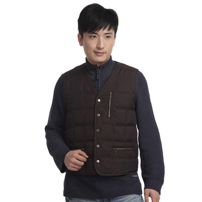 中老年羽绒背心男式春秋装马甲 爸爸装羽绒马夹 寒布仕羽绒服2093