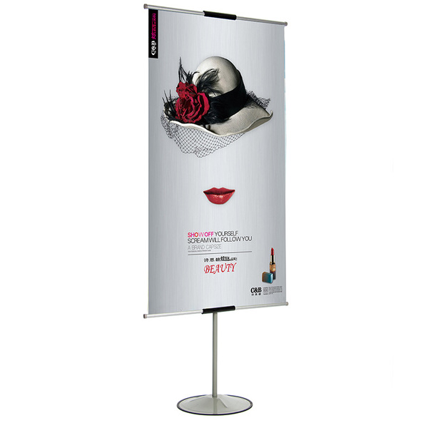 铁圆盘底座挂画架落地广告架双面升降海报架kt板支架子pop展示架