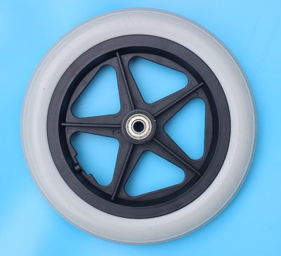 轮椅配件 12寸注塑后轮 轱辘 车轮 后轮总成 灰色后轮