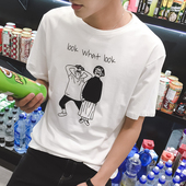 2016夏装男士休闲短袖T恤时尚卡通印花TEE男生半袖上衣青少年班服