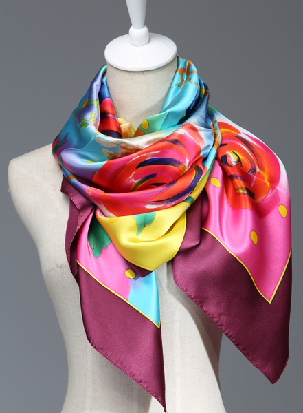 喜得宝丝巾 杭州丝绸100%桑蚕丝 1817精致手绘真丝大方巾围巾