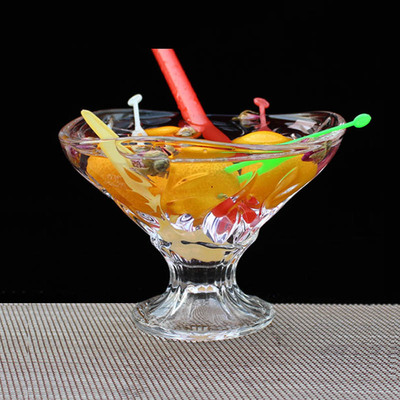 新款特价花式刨冰杯大口加厚沙冰杯子水晶玻璃杯春风拂柳290ml_价格_