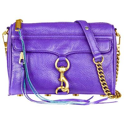 rebecca minkoff mini mac 亮紫色金鍊真皮 牛皮 单肩斜挎包