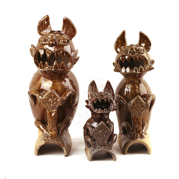 云南民间老艺人手作大理辟邪棕釉色特大号瓦猫 摆件 招财猫新推荐