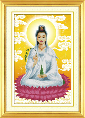 5d钻石画观音坐莲菩萨佛像方钻满钻客厅大幅新款十字绣全贴粘钻画