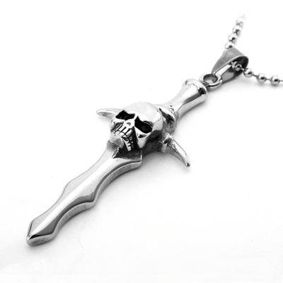 可以刻字欧美时尚男士银项链泰银挂坠骷髅潮人锁骨链饰品