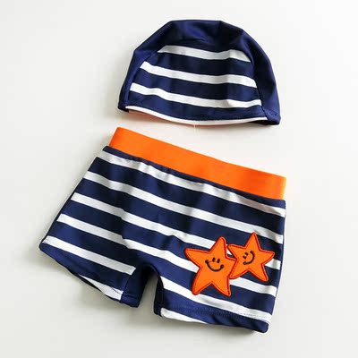 包邮2015条纹海星儿童泳裤 男童泳装小宝宝婴幼儿平角游泳衣 温泉