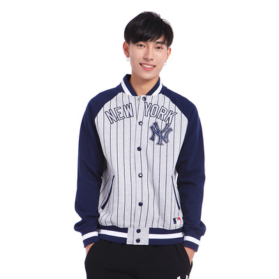 mlb棒球服美职棒ny扬基情侣款男士运动休闲条纹拉绒外套al104