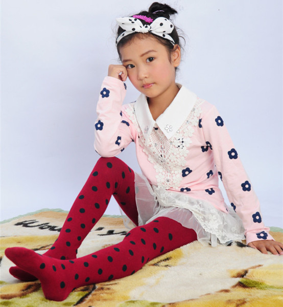 春秋冬加厚儿童连裤袜女童打底裤宝宝纯棉百搭波点针织连体裤袜子